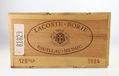 1994 Lacoste Borie, Château Grand-Puy-Lacoste, Bordeaux, 90 Cellar Tracker-Punkte, 12 Flaschen in OHK - Wines and Spirits powered by Falstaff