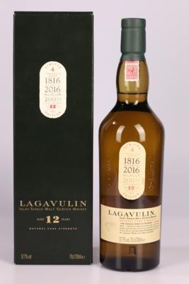 12 Years Old Lagavulin Islay Single Malt Scotch Whisky Limited 200th Anniversary Edition Natural Cask Strenght, bottled in 2016, Lagavulin, Schottland, 0,7 l in OVP - Die große Frühjahrs-Weinauktion powered by Falstaff