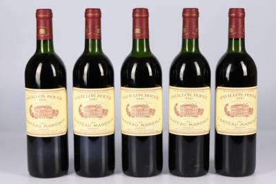 1990 Pavillon Rouge du Château Margaux, Château Margaux, Bordeaux, 92 Cellar Tracker-Punkte, 5 Flaschen - Víno a lihoviny