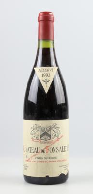 1993 Côtes du Rhône AOC Château de Fonsalette, Château Rayas, Rhône, 92 Cellar Tracker-Punkte - Die große Frühjahrs-Weinauktion powered by Falstaff