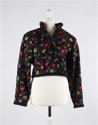 YVES SAINT LAURENT Rive Gauche - Kurze Jacke mit Blumenstickerei, - Vintage moda e accessori