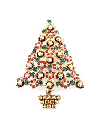 Weihnachtsbaum-Brosche, - Vintage móda a doplňky
