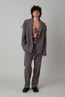 Set: suit blazer with detachable sleeves, back embroidery, and 3D flowers, along with suit trousers - Fashion by Florentina Leitner, 21 looks inspired by artworks from Dorotheum
