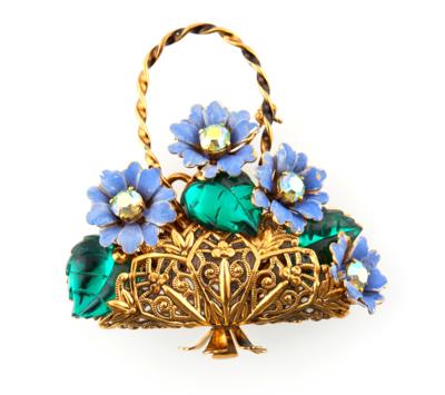 Große Blumenkorb-Brosche, Rudolf Weiss, - Handbags & accessories