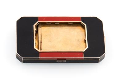 Art Déco Schminkdose aus emailliertem und vergoldetem Sterlingsilber, 1927 - Handtaschen & Accessoires