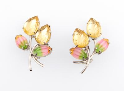 Paar Blüten-Ohrclips, Pricharé, - Moda e accessori
