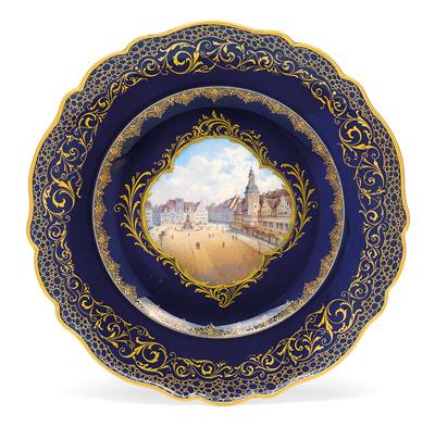 ‘Leipzig, the Markt’ vedute plate, - Glass and porcelain