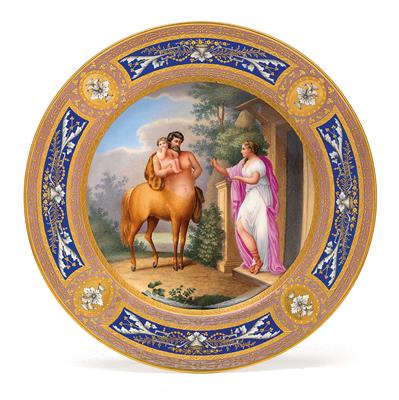 ‘Ocyron turns into a mare’ pictorial plate, - Sklo, Porcelán