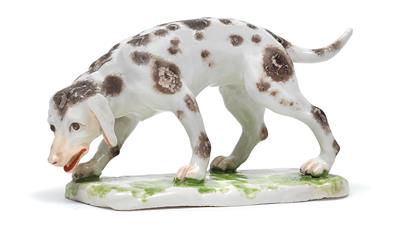 Hunting dog, - Glass and porcelain