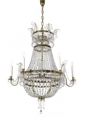 A Viennese salon chandelier in basket shape, - Sklo, Porcelán