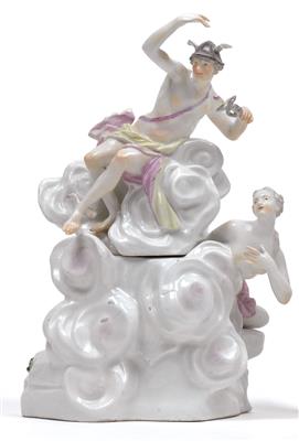 "Hermes with genius" among clouds, - Sklo, Porcelán