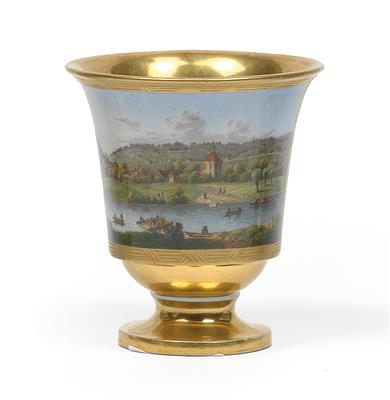 "Loschwitz" - A veduta cup, - Sklo, Porcelán