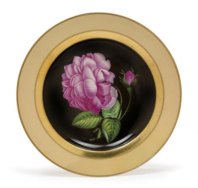 A botanical plate - "Rosa centifolia", - Glass and porcelain