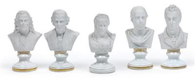 Kaiser Josef II., Maria Theresia, J. J. Rousseau, Voltaire, F. Metternich, - Glas und Porzellan
