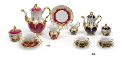An ornamental coffee service, - Glass and porcelain