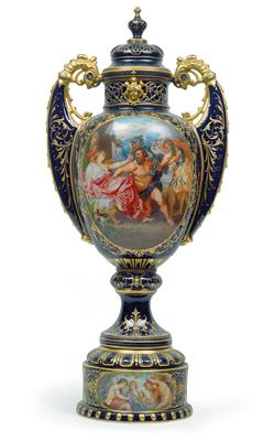 A splendid lidded vase with "Samson and Delilah", after Rubens, - Vetri e porcellane