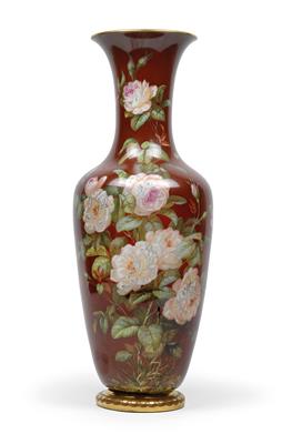 Vase, - Glas und Porzellan