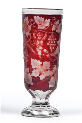 A vase, - Glass and porcelain