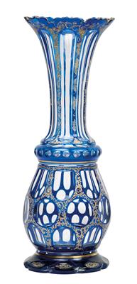 A vase, - Glass and porcelain