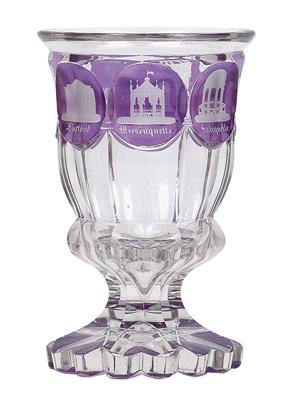 Veduten-Pokal datiert 1838, - Glas und Porzellan