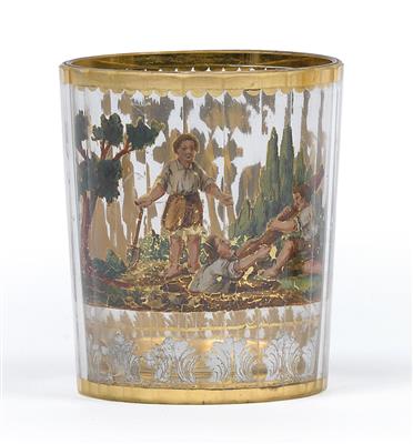 A Zwischengold cup, - Vetri e porcellane