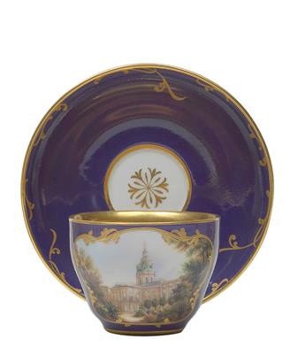 "Berliner Schloss" - A veduta cup and saucer, - Glass and porcelain