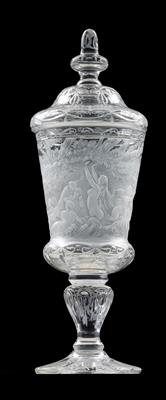 "Diana Hunt" - A lidded goblet, - Glass and porcelain