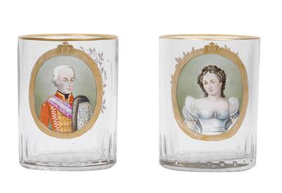 "Franz and Caroline Auguste" – A portrait cup, - Sklo, Porcelán