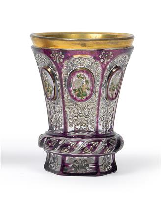 "Marie" - A socle cup, - Glass and porcelain