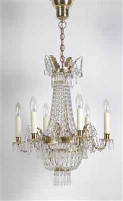A Lobmeyr chandelier in the Empire style, - Glass and porcelain