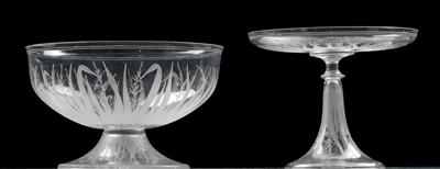 Lobmeyr-Tafelaufsatz und Schüssel, - Glas und Porzellan