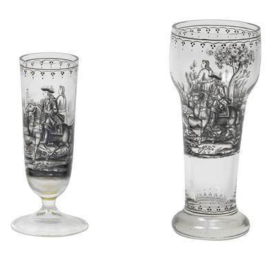 A “Paßglas” measure glass and goblet, - Glass and porcelain