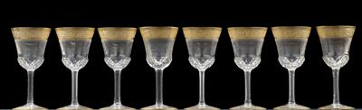Nine Saint Louis aperitif glasses, - Vetri e porcellane