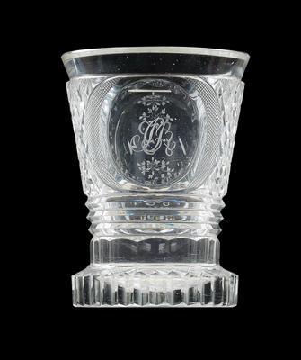 A socle cup, dated 1834, - Glass and porcelain