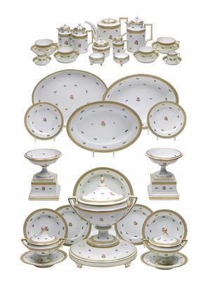 A dinner-, coffee-, tea- and mocha service in the neoclassical style, - Sklo, Porcelán