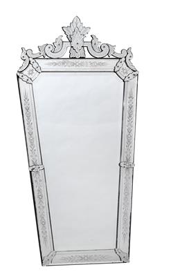 A mirror in the Venetian style, - Glass and porcelain