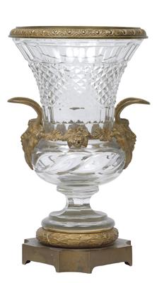 A vase with gilt bronze mount, - Glass and porcelain