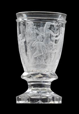 "The Five Senses" - A footed cup, - Glass and porcelain