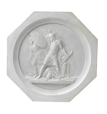 "Die dreitägige Schlacht bei Krasnoje 1812" – A plaster plaque, - Glass and porcelain