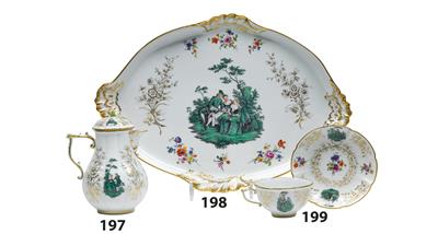 A presentation tray, - Glass and porcelain