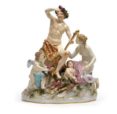 A Bacchus group, - Glass and porcelain