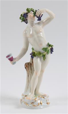 A standing figure of Bacchus, - Glass and porcelain