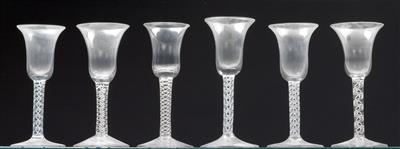 Barocke Weingläser mit verschiedenen Latticello-Fäden, - Glas und Porzellan