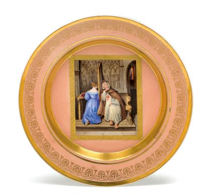 A pictorial plate - "In the confessional", - Sklo, Porcelán