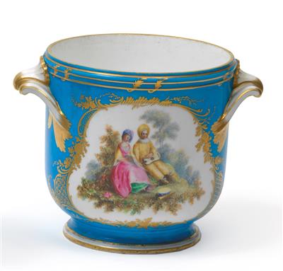A cachepot, - Glass and porcelain
