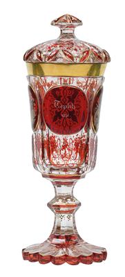 Deckelpokal "Teplitz 1851", - Glas und Porzellan