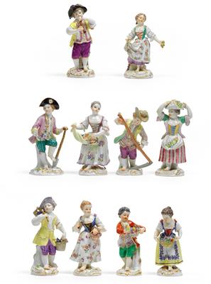 Gardener Children, 10 couples, - Glass and porcelain