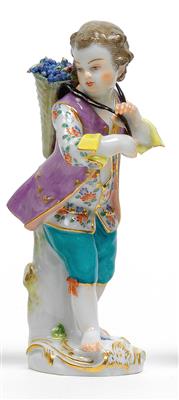 A boy gardener carrying a grape tub, - Vetri e porcellane