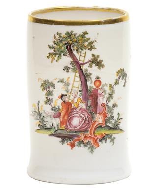 A tankard with a Baroque couple under an apple tree, - Sklo, Porcelán