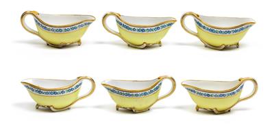 Small sauce tureens or drinking bowls with handles, - Glass and porcelain